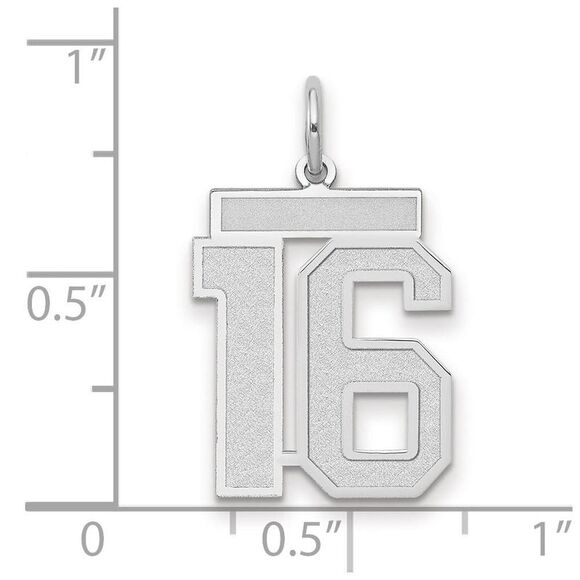 14k White Gold, Jersey Collection, Medium Number 16 Pendant - Picture 2 of 3